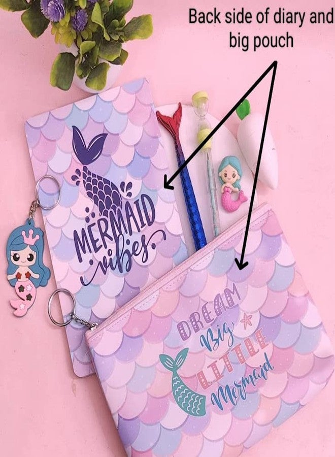 تارا13 مفكرة تيرا 13 حورية البحر للبنات (عبوة من 7 قطع) مفكرة مع قلم، مفكرة أطفال، مقلمة حورية البحر، قلم رصاص، ممحاة، أدوات مدرسية، هدايا مميزة للبنات - Image 5